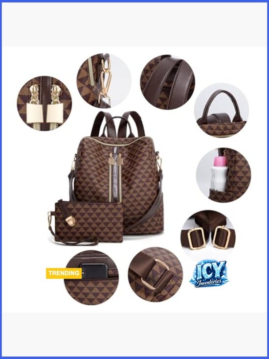 PU Leather Convertible Backpack Purse with Wallet, Travel Satchel main image 4